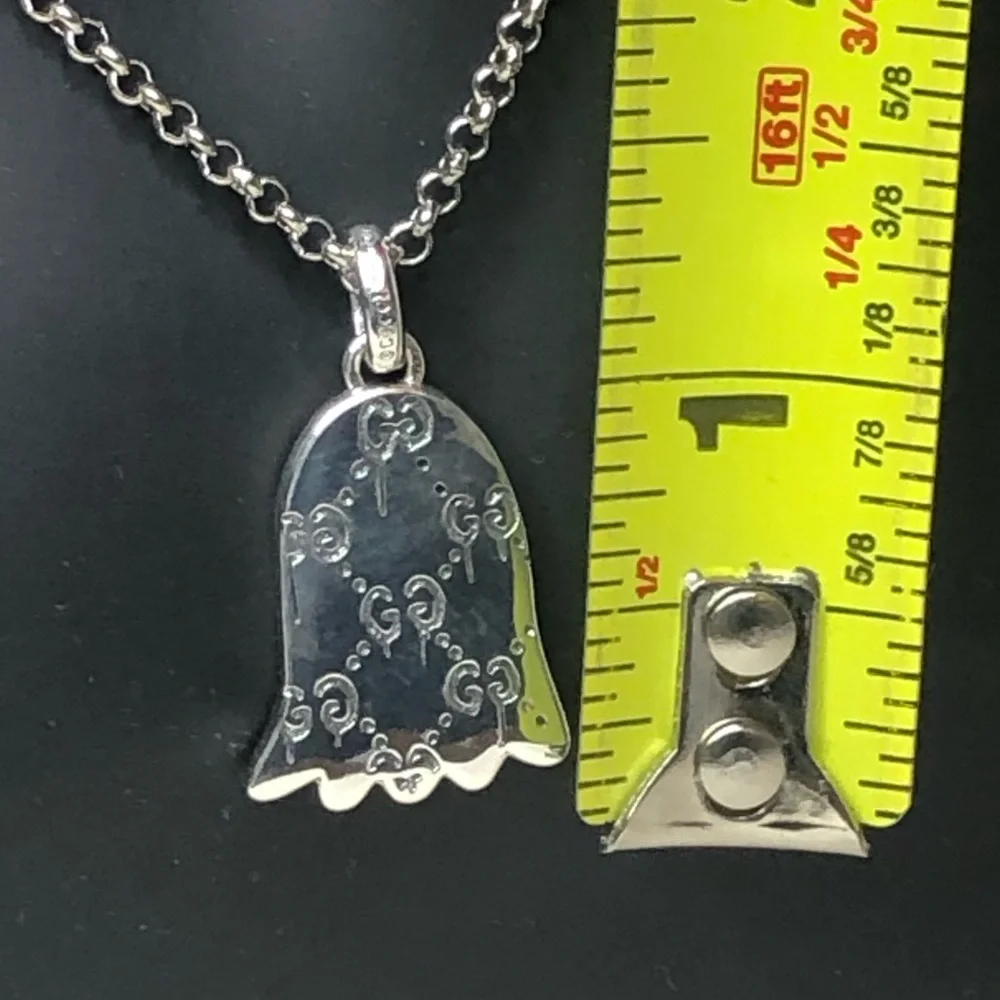 GUCCI Sterling Silver GG Ghost Reversible Necklace 17-20” or 21.5” Unisex NIB